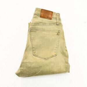 Madewell 9" High-Rise Skinny Green Khaki Denim Jeans Raw Hem Size 28